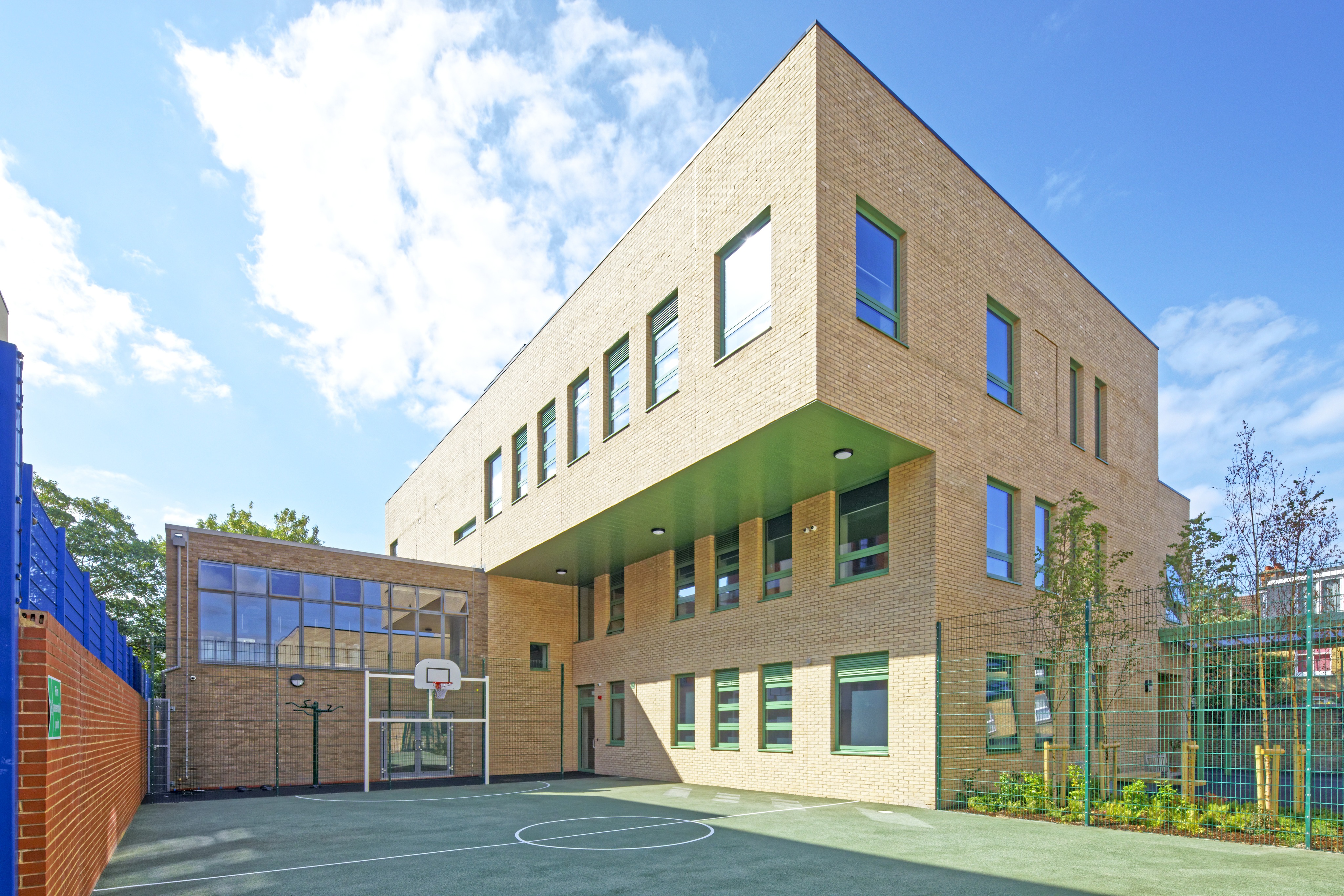 Completed Francis Barber PRU courtyard and school building